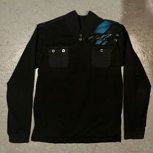 Black and blue Y2K longsleeve shirt